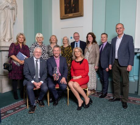 Representatives from the Ballyshannon Regeneration Group accepting the Sustainable Heritage Award at the National Heritage Week Awards in the Royal College of Physicians, Dublin on Thursday, October 20. Photo: The Heritage Council
